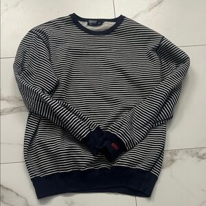 Polo Ralph Lauren Navy and White Striped Crewneck Sweater